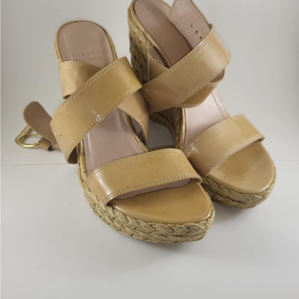 Stuart Weitzman Beige Wedge Sandals